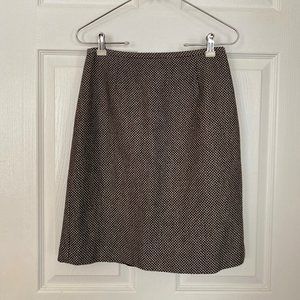 Wool Herringbone Pencil Skirt